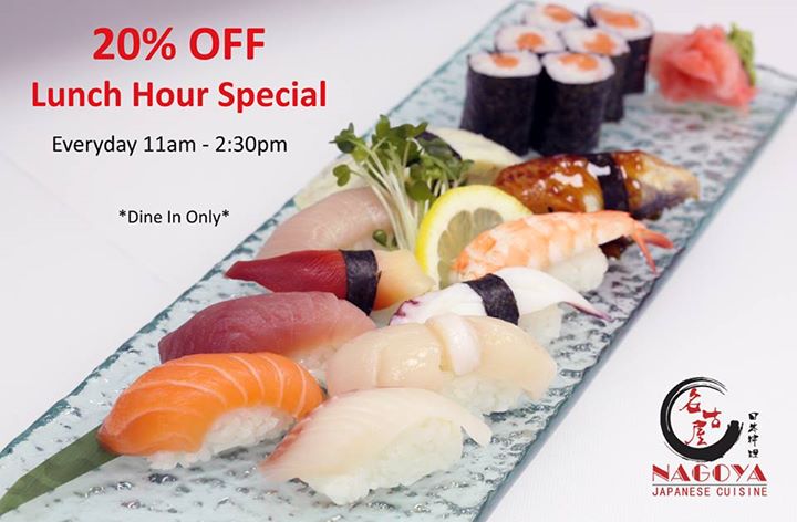 [ad_1]
Yay!!! 20% Off Lunch Hour Special starts tomorrow!
(Everyday 11am – 2:30pm)

Tag your friends and let them know! ?
[ad_2]
2017-09-18 16:45:01
Source  …